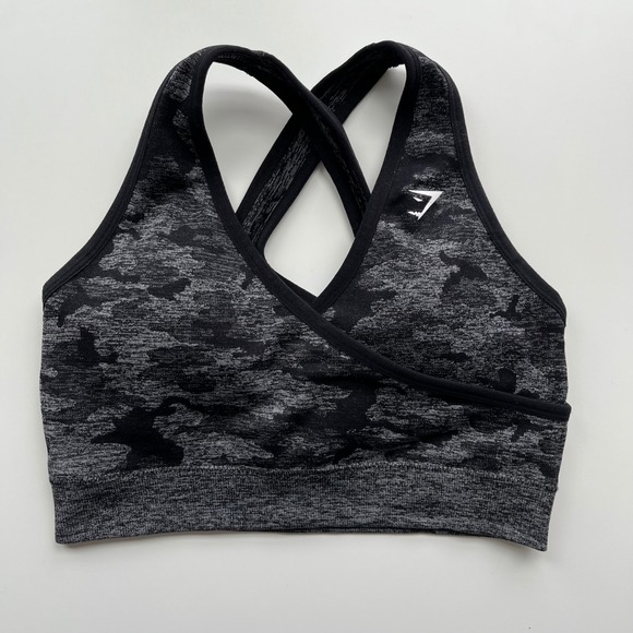 Gymshark Adapt Camo Seamless Sports Bra Black Medium - Picture 4 of 9